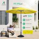 JEAREY 9FT Outdoor Patio Umbrella Outdoor Table Umbrella with Push Button Tilt and Crank, Market Umbrella 8 Sturdy Ribs UV Protection Waterproof for Garden, Deck, Backyard, Pool (Yellow)