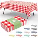 misaya 4 Packs Buffalo Disposable Table Cloth, 54 x 108 Inch Waterproof Plastic Tablecloth, Rectangle Red and White Checkered Table Covers for Picnic, Birthday, 4th of July Party