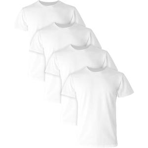 Hanes Comfort Fit Undershirt, Men’s Crewneck Stretch-Cotton T-Shirt, 4-Pack, White-4 Pack, Large