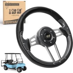 10L0L Golf Cart Steering Wheel, Universal Design Fit for Yamaha, EZGO RXV & TXT, Club Car DS, Club Car Precedent Tempo, Most Golf Cart (Coal Black)