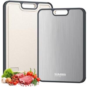 Sumzzz Titanium Cutting Board for Kitchen, Cutting Board Double Sided Food Grade, Pure Titanium/PP, Easy to Clean Large Size 15”×10.3”