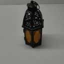DECORKEY Vintage Large Size Decorative Moroccan Candle Lantern, 12.8 Metal Hanging&Tabletop Lantern Candle Holder Decor, Halloween Christmas Ramadan Decorations for Home Indoor Outdoor Patio (Amber)