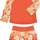 ALVABABY Long Sleeve Rashguards with Swim Diaper, Baby/Toddler Girls' Rash Guard Sets,Girl Swimsuit UPF 50+ Sun Protection Two Piece Bathing Suit, Size: 18 Months
