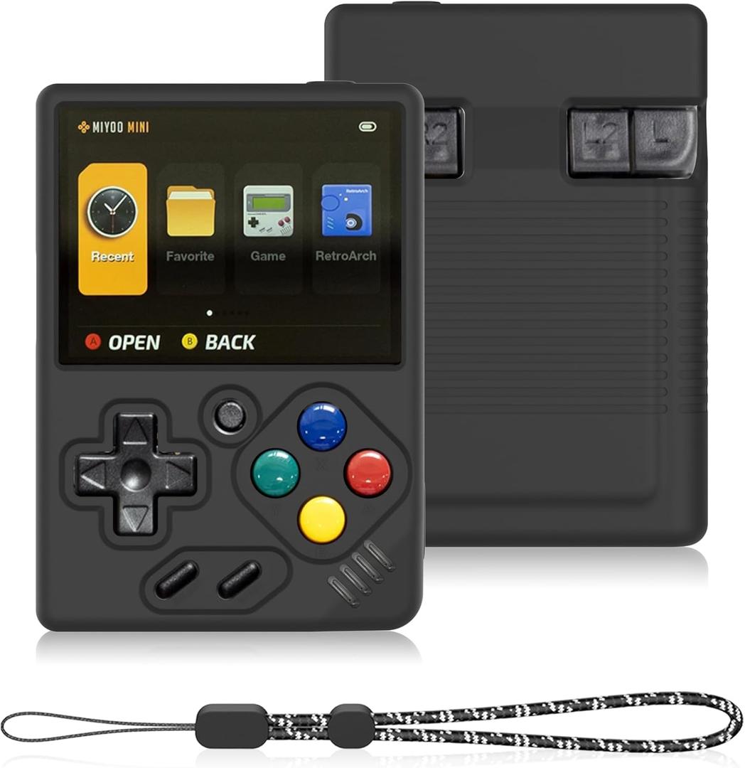 SKRVGOJFG Silicone Case for Miyoo Mini V4 Handheld Game Console, AntiSlip, Shock Proof, Soft Protective Case for Miyoo Mini V4 with Lanyard  Black
