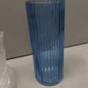 Blue Glass Vase, Glass Flower Vase, Ribbed Glass Vases, Blue Vase, Tall Cylinder Vases for Centerpieces, Living Room, Bedroom, Dining Table, Office, Wedding, Bookshelf Decoration, 10 Inches