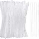 100 Pack Clear Plastic Luggage Straps, Worm Loops for Luggage Tags, Plastic Name Tag Loop for Identification Cards ID, 6 inch