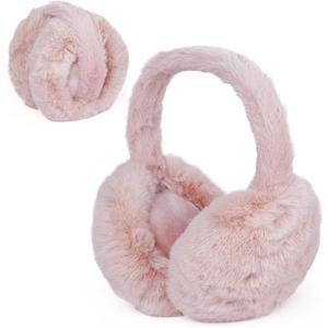 1 Pcs Headband Winter, Ear Muffs for Women & Men, Foldable Fluffy Earmuffs with Headband, Headband Winter (Pink)