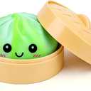 Tie Dye Fruit-Scented Dumpling Squishies, Soft Stretchy Bao Bun Stress Relief Balls, Sensory Fidget Squeeze Toys for Anxiety Relief, Decompression Desk Toys(Green and Blue)