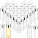 100 Pcs Mini Glass Oil Dropper Bottle Bulk, 5 ml Sliver Clear Essential Small Empty Bottles Sample Containers Perfume Liquid Vials with Cap for Traveling (Silver)