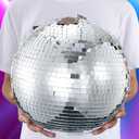 16 Inch Disco Ball Mirror Ball Hanging Ornament for Party Decoration DJ Club Stage Bar Wedding, Silver