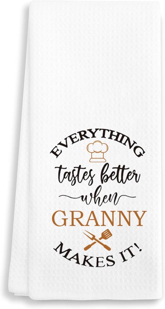 Granny Gifts Kitchen Towel-16 x24 Everything Tastes Better When Granny Makes It! Grandma Bathroom Hand Towel, Grandma Gifts for Mother's Day, Birthday, Christmas, etc.(027)