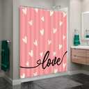 Valentines Shower Curtain Bathroom Decor Pink Love with 12 Hooks 72 x 72 Inches - Style 5