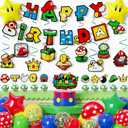 Game Bro Theme Birthday Party Decorations Set, Banner, Balloons, Hanging Swirls, Cake Toppers Colorful Graphics for Gaming Fans Game Theme Birthdays and Adventures