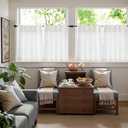 jinchan Linen Pinch Pleated Kitchen Curtains 30 Inch 2 Panels, Natural Linen Tier Curtains Back Tab Farmhouse Cafe, Light Filtering Small Window Drapes for Bathroom Laundry Room Off White