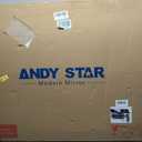 ANDY STAR 28x36 Inch Brushed Nickel Mirror, Silver Bathroom Mirror for Over Sink, Rounded Notched Corner Mirror in Anti-Rust Stainless Steel Thin Frame, Wall Mount Vertically or Horizontally