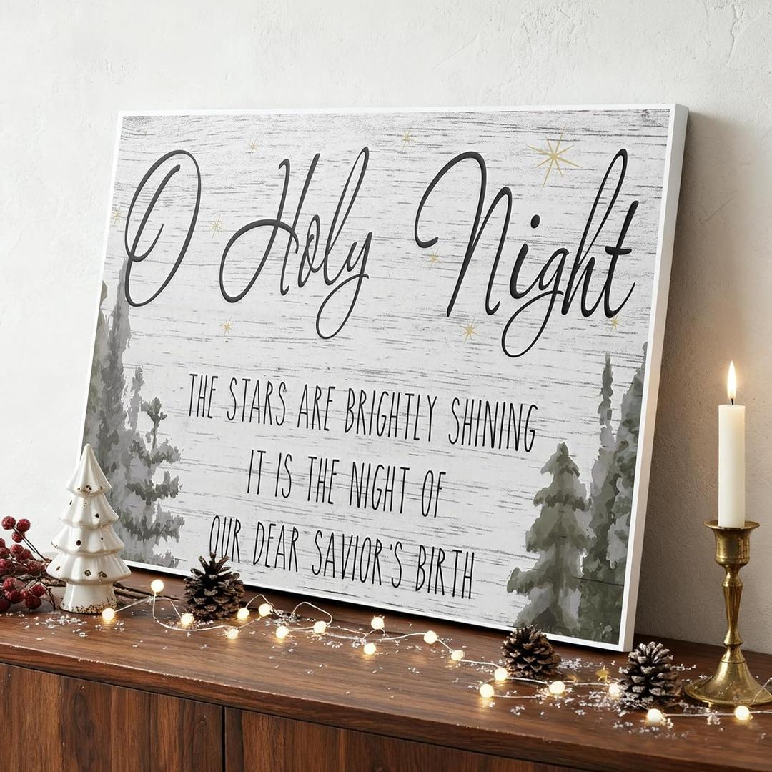 LITIVY Christmas Wall Art O Holy Night Christmas Decor Wooden Black & White Pine Tree Wall Sign Winter Decorations (White, 16x24) LITIVY Christmas Wall Art O Holy Night Christmas Decor Wooden Black & White Pine Tree Wall Sign Winter Decorations (White, 16x24)