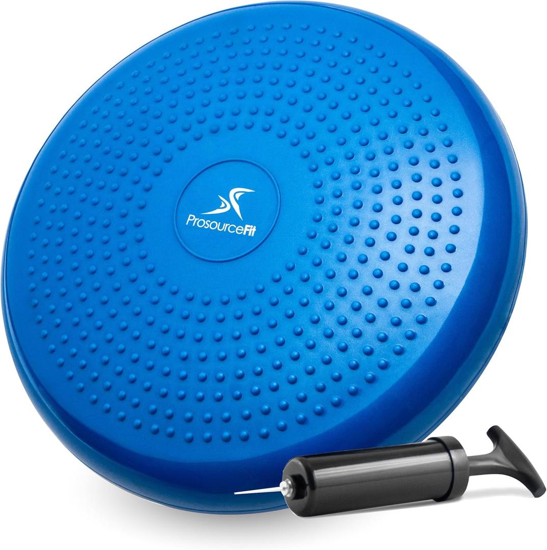 ProsourceFit Core Balance Disc Trainer, 14 Diameter with Pump for Improving Posture, Fitness, Stability (Blue)