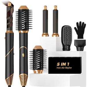 Blow Dryer Brush 5 in 1,Negative Ionic Magic Hair Styler,Hair Dryer Brush with Detachable Air Styler,Hot Air Brush for Women Volumizer,Straightener,Drying