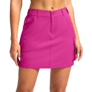 G Gradual Women's Skort 5 Pockets Cargo Skirt Golf Skirts Skorts for Women Casual Summer Hiking (Pink, XS)