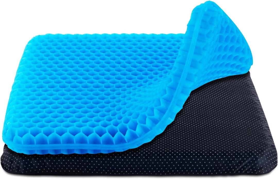 Gel Cushion with Hexagon Design, Breathable, Removable Cover, Standard 1.4 Inches, Blue