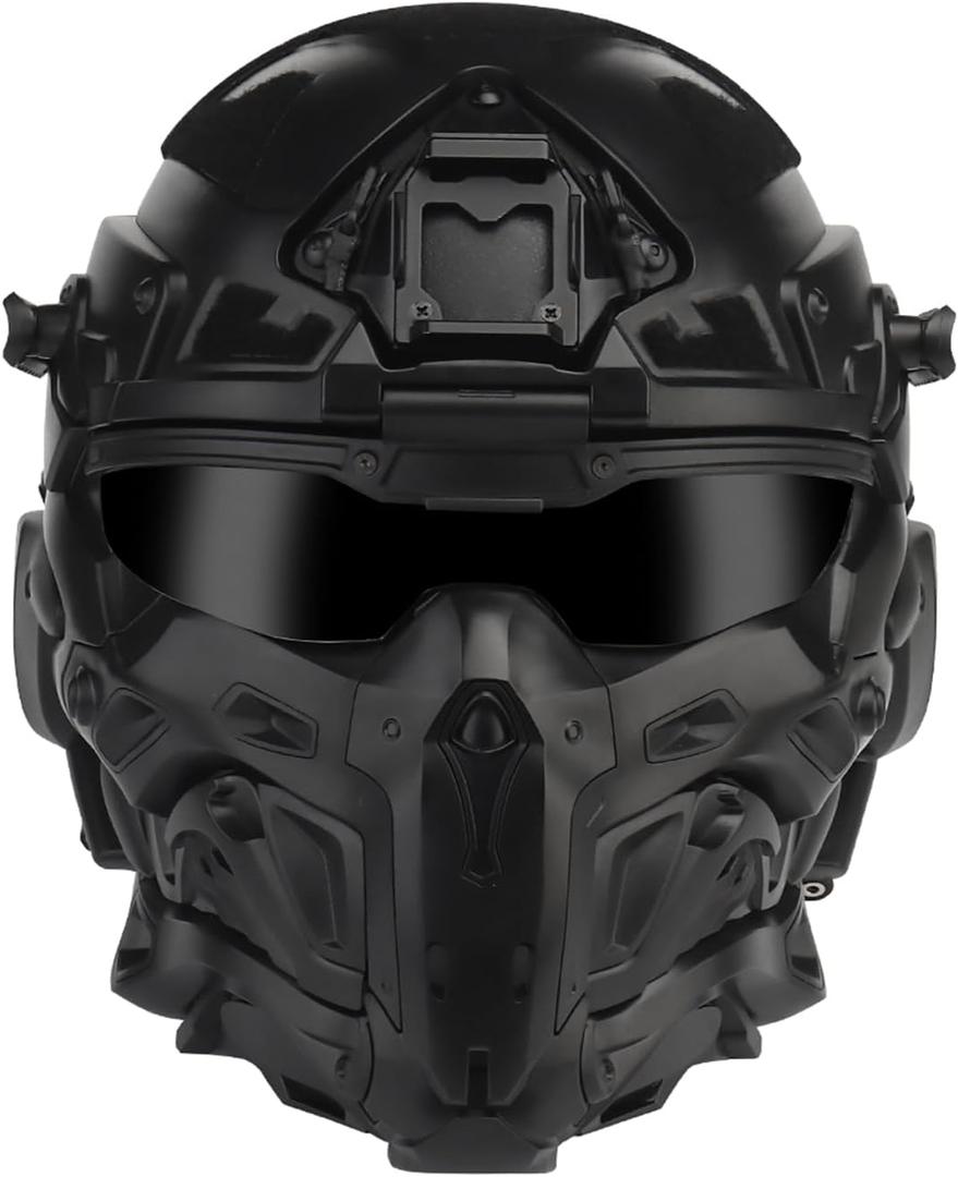 Tactical Airsoft Helmet, High-end Paintball Full Face Mask Helmet (Built-in HD Headset and Anti-Fog Fan, Options) for Outdoor CS Games