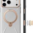 TORRAS Q3 VegSkin for iPhone 17 Pro Max Case Leather, 360 Spin Magnetic Stand, Fit for MagSafe, Camera Control, Shockproof Premium Organic Silicone Leather Case for iPhone 17 Pro Max, Cloud White