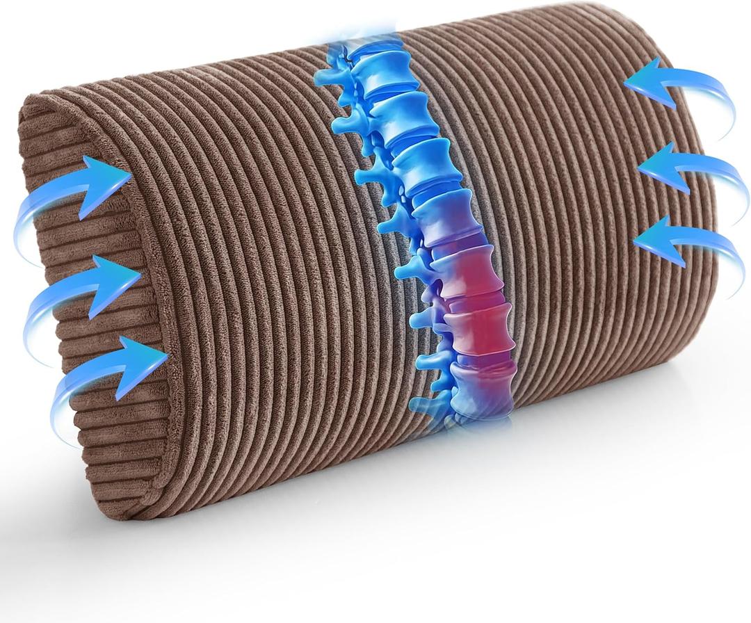 HIGOGOGO Lumbar Support Pillow for Recliner Chair/Accent Chair/Couch, Memory Foam Back Support Cushion for Elderly, Recliner Cushions for Back Rest, Pain Relief, Reading, Washable Cover, Brown (Large)