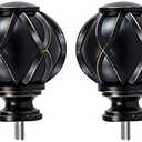 HOTOZON Black Replacement Finials for 3/4 & 5/8 Inch Diameter Curtain Rods, Samll Decorative Drapery Rod Finials, Set of 2