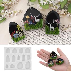 2 x 13 Styles Forest House Shape Epoxy Mold Keychain Pendant DIY Resin Casting Silicone Mold for Jewelry Charms Pendant Making