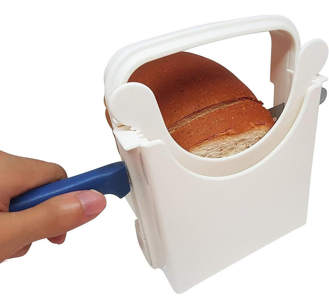 Bread Slicer Guide for Homemade Bread – Lightweight, Foldable, 4 Slice Thickness Options | Easy to Use, Clean & Store | Durable ABS Plastic with Anti-Slip Base