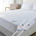 TiMiCalda Heated Mattress Pad Queen - Electric Mattress Pad Cover with Dual Controllers, 5 Heat Settings & 10-Hour Auto Off, Deep Pocket Bed Protector for All Seasons, 60"x80"