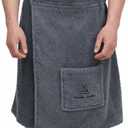 100% Cotton Sauna Kilt Towel Wrap for Men Soft Sauna Towel for Inside Sauna, Adjustable Waist Wrap Bath Robe, Essential Sauna Accessories for Home Spa, Shower & Dry Sauna, Luxury Gift for Him, Grey