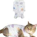 ANWA Cat Recovery Suit - Breathable Cat Onesie for Cats After Surgery Female, Kitten Surgery Recovery Suit Female Abdominal Wounds M