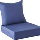 Outdoor Cushions for Patio Furniture,Outdoor Seat Cushion Set 24 x 24 x 5.75 Inch,Waterproof & Fade Resistant Outdoor Chair Cushions,Deep Patio Chair Cushion with Removable Cover,Navy Blue