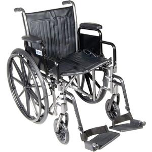 Drive Medical SSP220DDA-SF Silver Sport 2 Lightweight Folding Wheelchair, Black