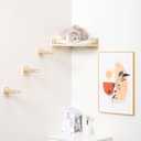 Cat Wall Shelves with 3 Steps Scratch Post, Climbing Shelf and Hammock for Indoor Cats (Wood)