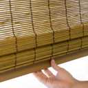 CHICOLOGY Bamboo Roman Shade, Cordless Light Filtering Woven Wood Window Treatment for Living Room, Dining Room, Kitchen & Office, Natural Bamboo Blinds for Boho Coastal Decor, Fox, 35"W x 64"H