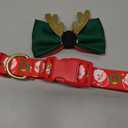 azuza Christmas Pet Collar Santa Print Xmas Dog Collar with Removable Glitter Antler Bowtie, Adjustable Dog Collars Accessories for Large Dogs (L - Neck:18-26 inch)