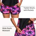 Yonique Women Tankini Swimsuit with Shorts - Tummy Control Two Piece Bathing Suit Swimwear with Sporty Pockets (Black, M)