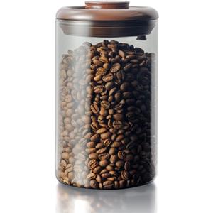 Tourdeus Coffee Canister for Ground Coffee, 13 oz Borosilicate Air Tight Coffee Bean Container with Pop Lid, CO₂ Releasing Valve for Grounds Coffee, Anti-UV