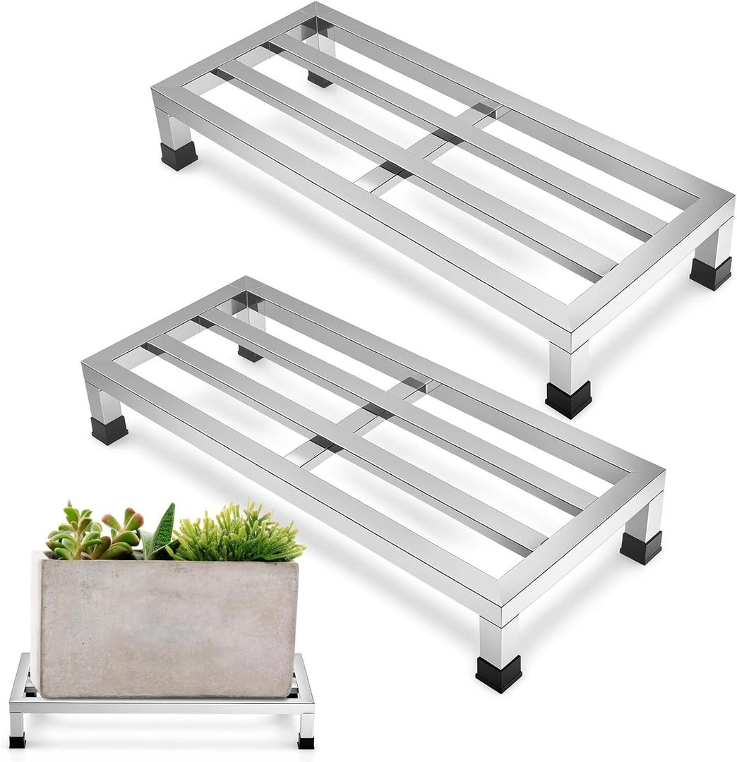 MorningRo 2 Pack Dunnage Rack 23.6" Long x 9.8" Wide, 3.9" Height Stainless Steel Dunnage Rack 700 lbs Capacity Storage Commercial Food Service Storage in Restaurant Kitchens Shop