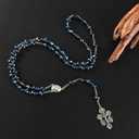 5 x Blue Rosary Beads Catholic For Women Men,Blessed Rosary Necklace,Rosarios Catolicos Para Mujer,Pardon Crucifix Holy Soil Medal Rosaries Catholic,La Cruz Del Perdon Catolica,Crucifijos Catolicos