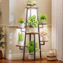 HOOBRO Plant Stand Indoor with Grow Lights, 7-Tier Plant Shelf for Multiple Indoor Plants, 47.2 Corner Plant Stand Organizer with Metal Frame, for Living Room, Balcony, Patio, Rustic Brown BF04DHJ01