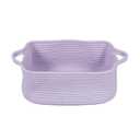 Woven Cotton Rope Storage Basket with Handles for Organizing Shelves Closet Small Cat Dog Pet Toy Baskets Box Bin Decorative Rectangle Baby Nursery basket Gift Basket Empty (Light Purple)