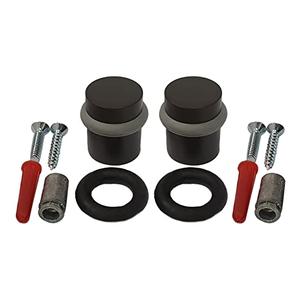 QCAA Cylindrical Floor Mount Door Stop, Height 1-1/2", Solid Brass, US10B ORB Oil Rubbed Bronze, Made in Taiwan, 2 Pack