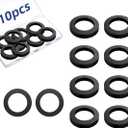 10Pcs Oil Resistant Rubber Washers 1 1/2" OD x 1" ID x 1/8" Thickness Black Neoprene Industrial Flat Rubber Spacer