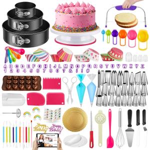 Kootek 700pcs Cake Decorating Kit, Baking Supplies with Springform Pans, Cake Turntable for Decorating, Piping Tips Set, Pastry Bags, and More Baking Tools