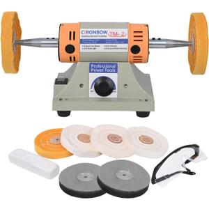 4" Jewelry Polisher & Adjustable Variable Speed Grinder Machine - With 6 Cloth Wheels & 2 Abrasive Wheels, Safety Glasses & Compound for Jewelry, Metal, Wood, Jade, Plastic Polishing & Dental Work