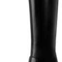 IDIFU IN3 Knee High Boots for Women Square Toe GoGo Chunky High Heeled Tall Long Fall Boot with Side Zipper Dress Comfortable Fashion Pull On Small Thick Heel Boots (Black)