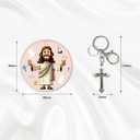 Inspirational NFC Christian Keychain with Scripture Card, Tap with Your Phone to Get Daily Bible Verse (Jesus V Gesture)